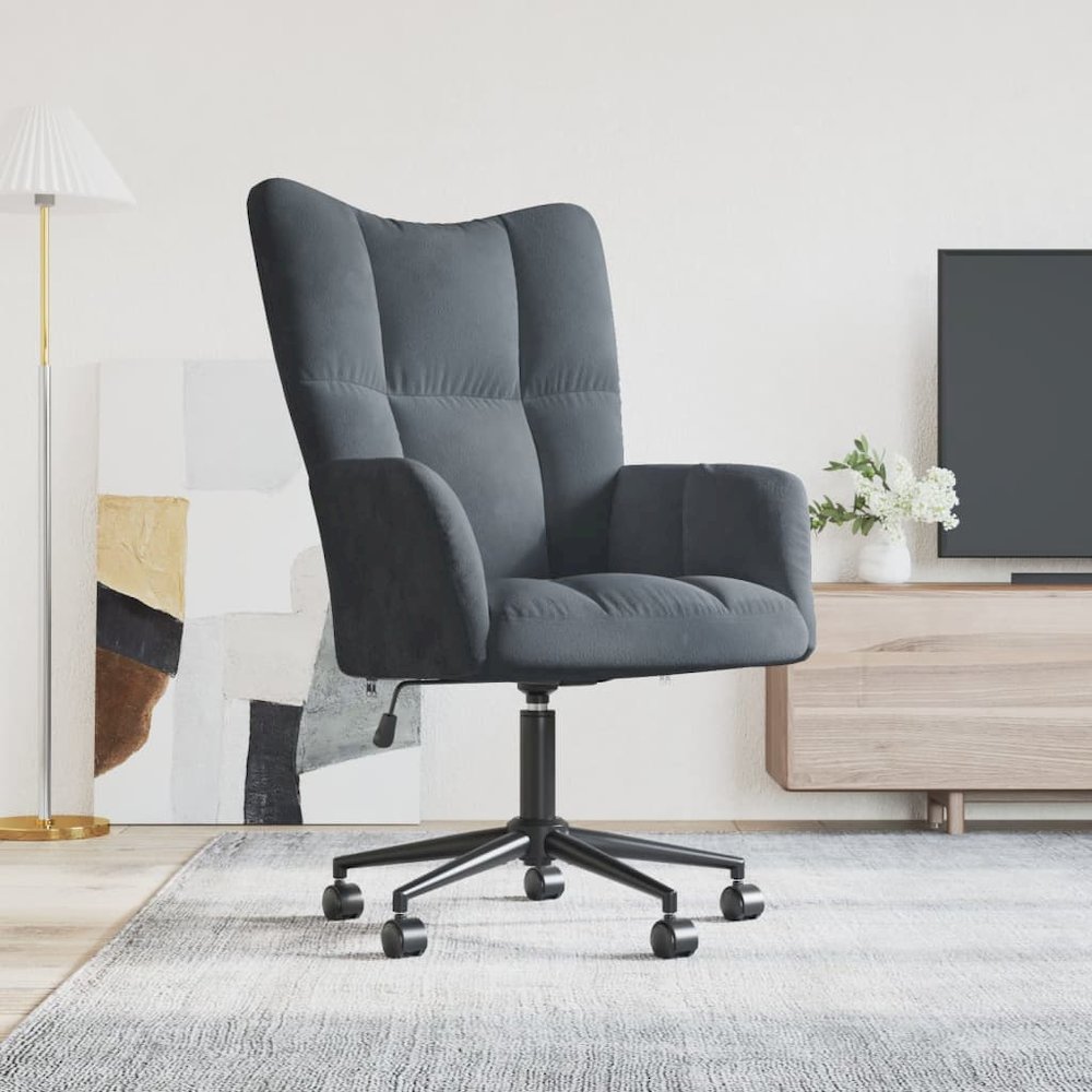 Relaxing Chair Dark Gray Velvet