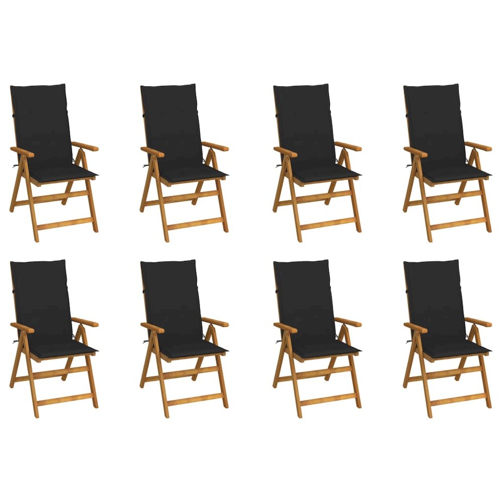 Garden Chair Set of 8 Wooden Brown