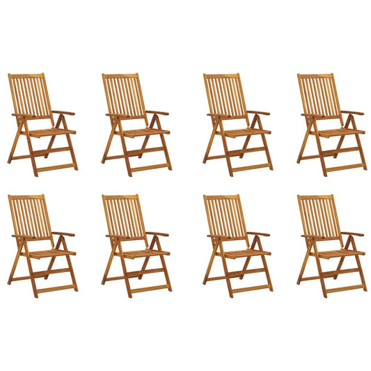 Garden Chair Set of 8 Wood Solid Acacia Wood Foldable