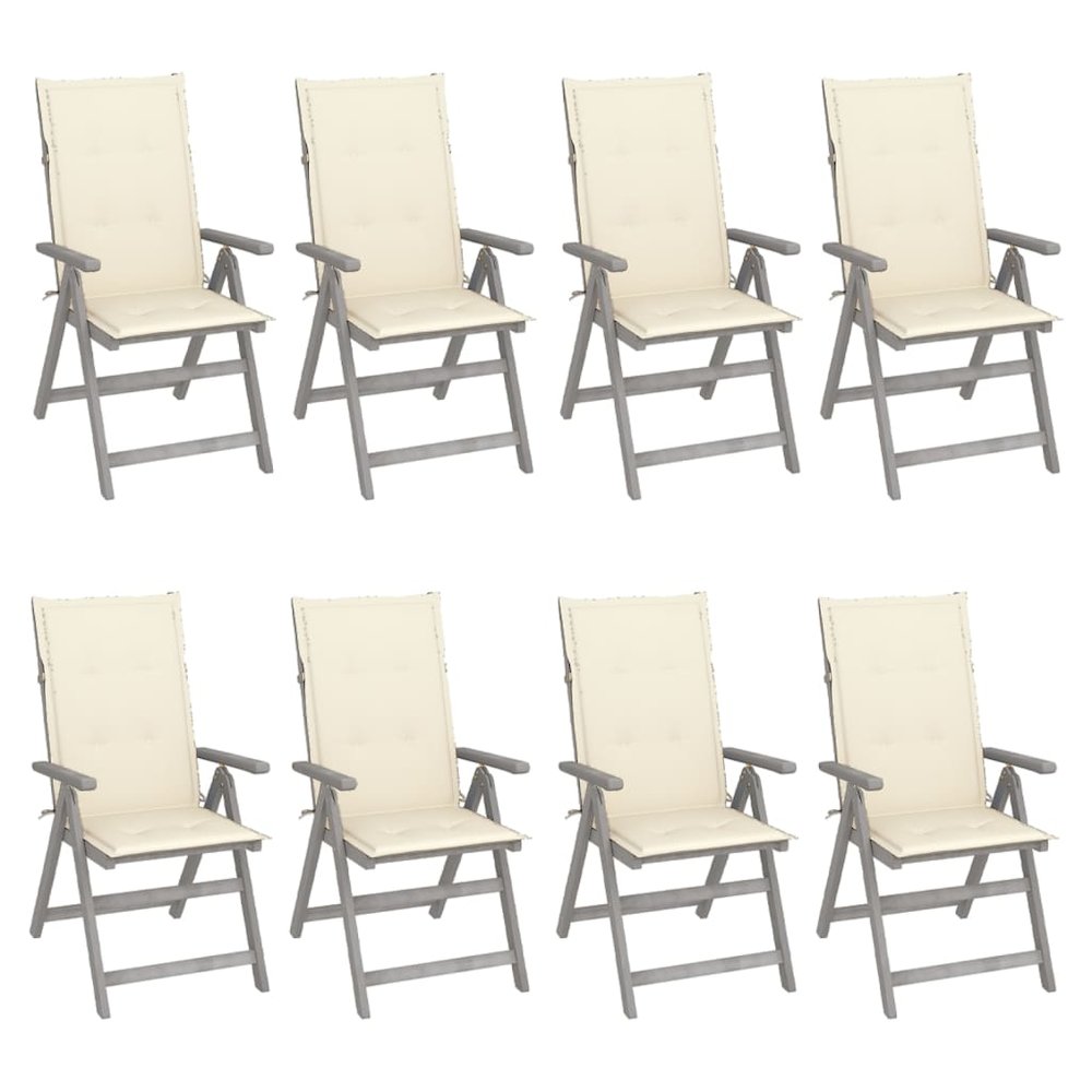 Garden Chair Set of 8 Grey