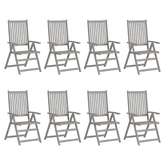 Garden Chair Set of 8 Grey Solid Acacia wood Standard