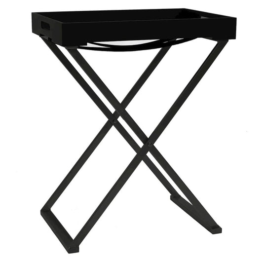 Folding Table Black MDF, Iron 18.9x13.4x24.0 in Foldable Modern