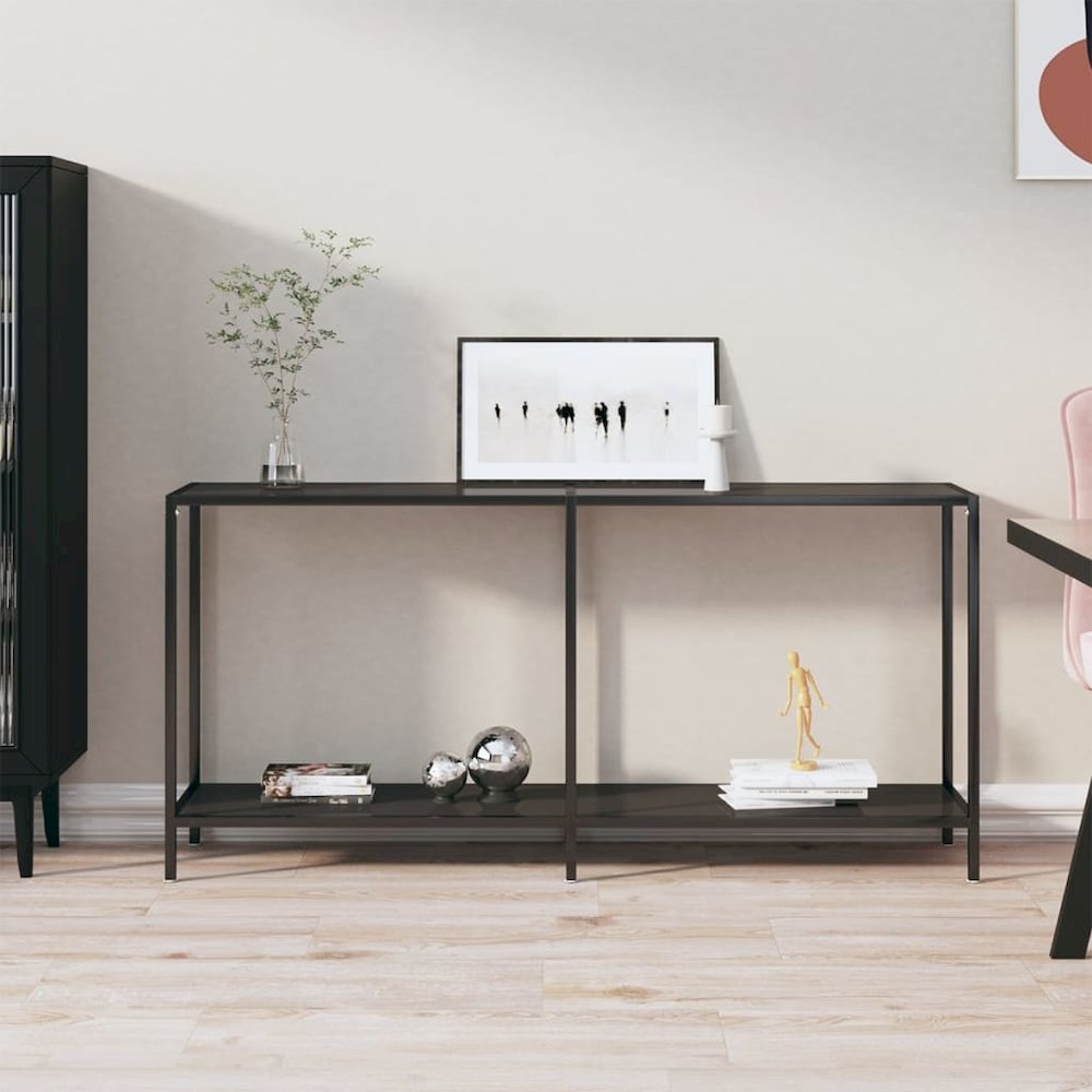 Console Table Black 63"x13.8"x29.7" Tempered Glass