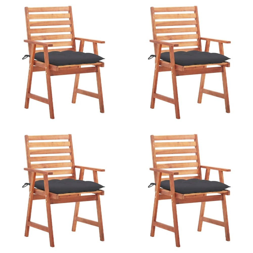 Outdoor Chair Set of 4 Anthracite cushion, Natural wood