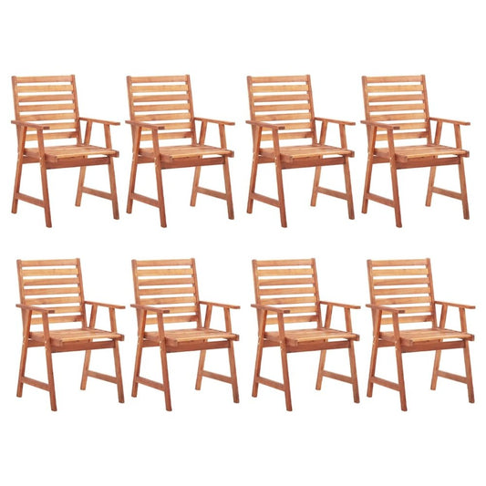 Outdoor Chair Set of 8 Natural Wood Acacia wood Standard