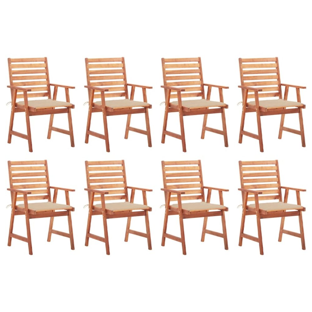 Patio Dining Chairs 8 pcs with Cushions Solid Acacia Wood