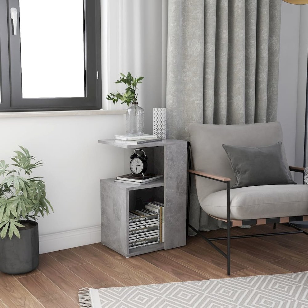 Side Table Concrete Gray 14.2"x11.8"x22" Engineered Wood