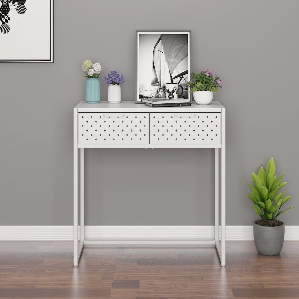 vidaXL Console Table White 28.3"x13.8"x29.5" Steel