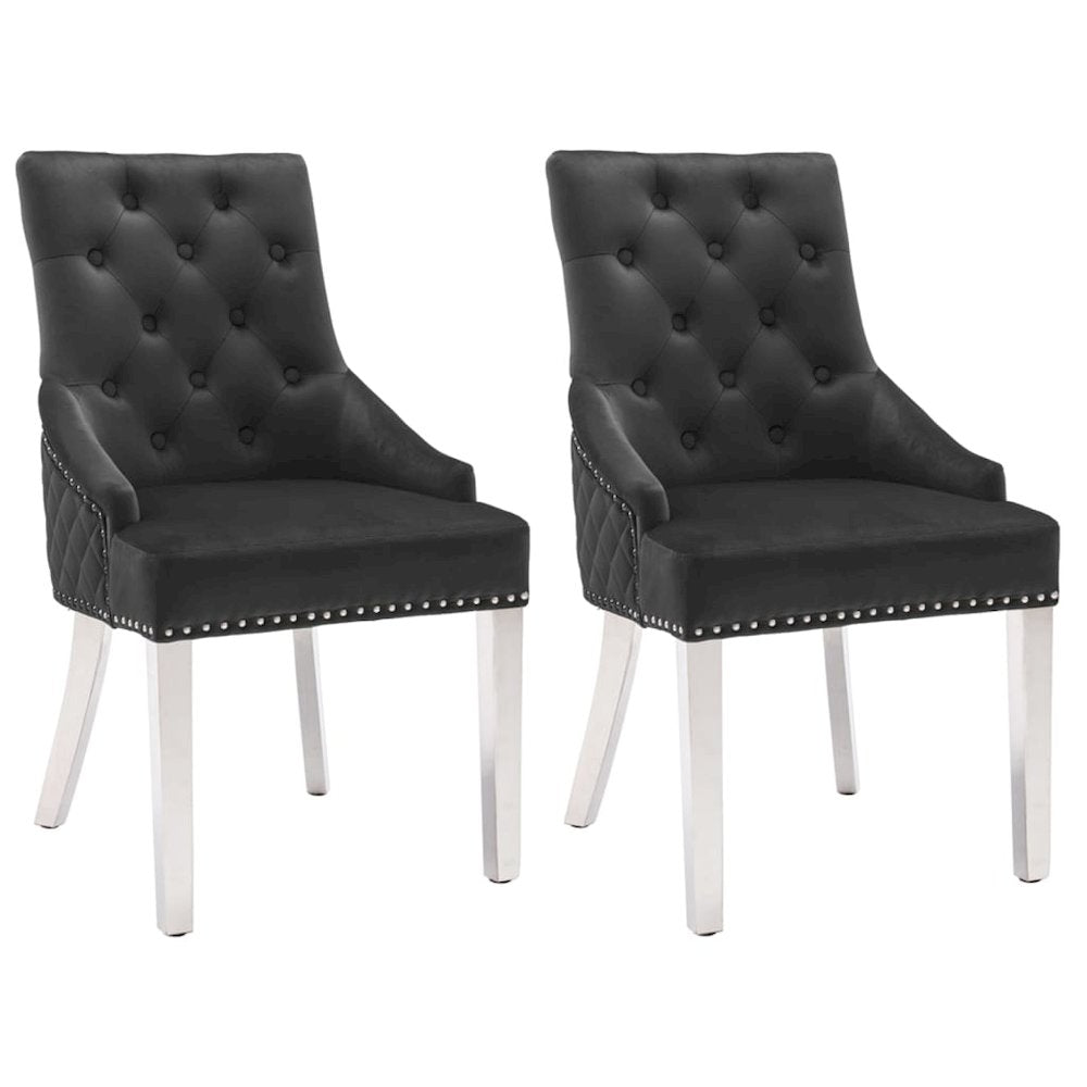 Dining Chairs 2 pcs Black Velvet