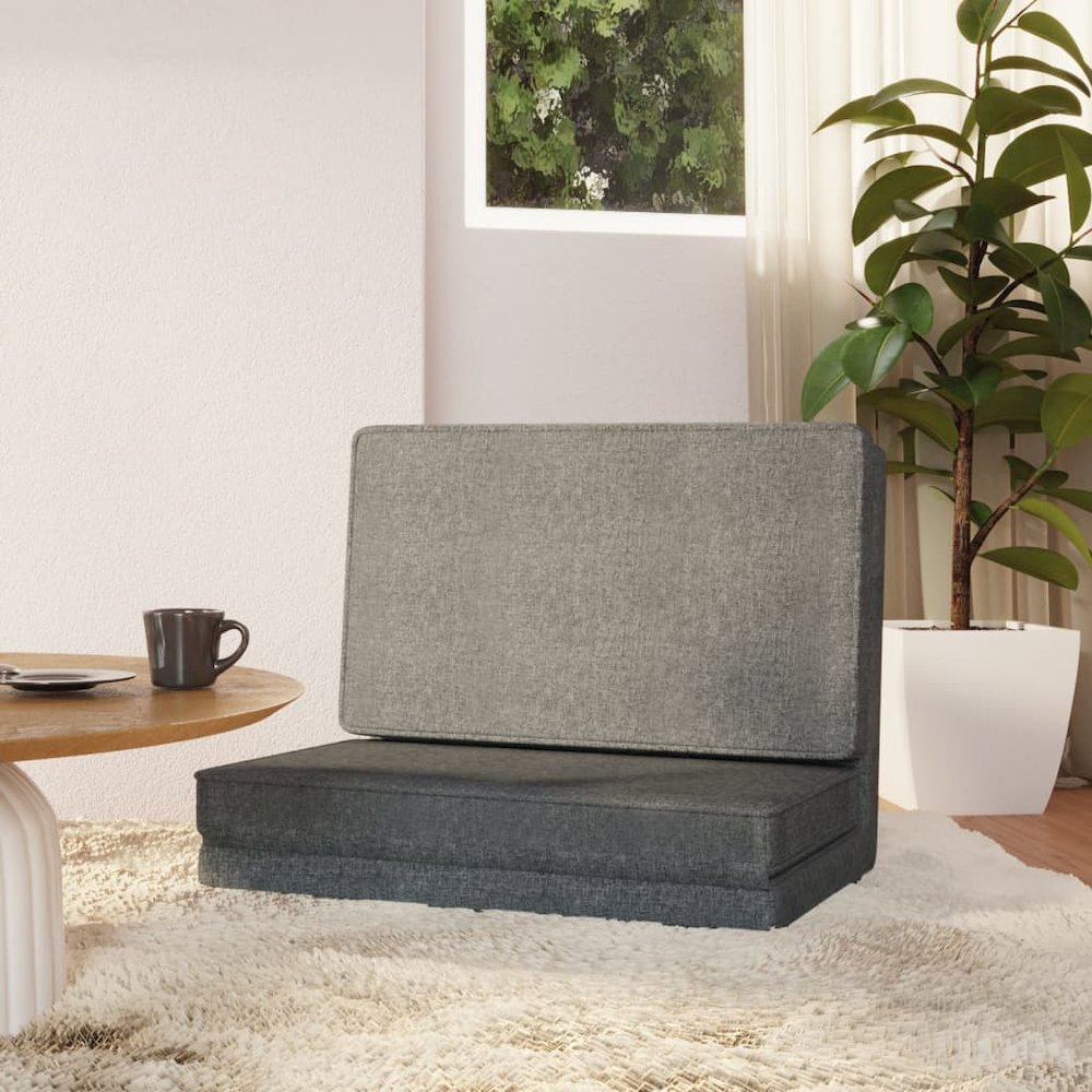 Floor Chair Light Grey Polyester, Foam, Metal Compact Foldable