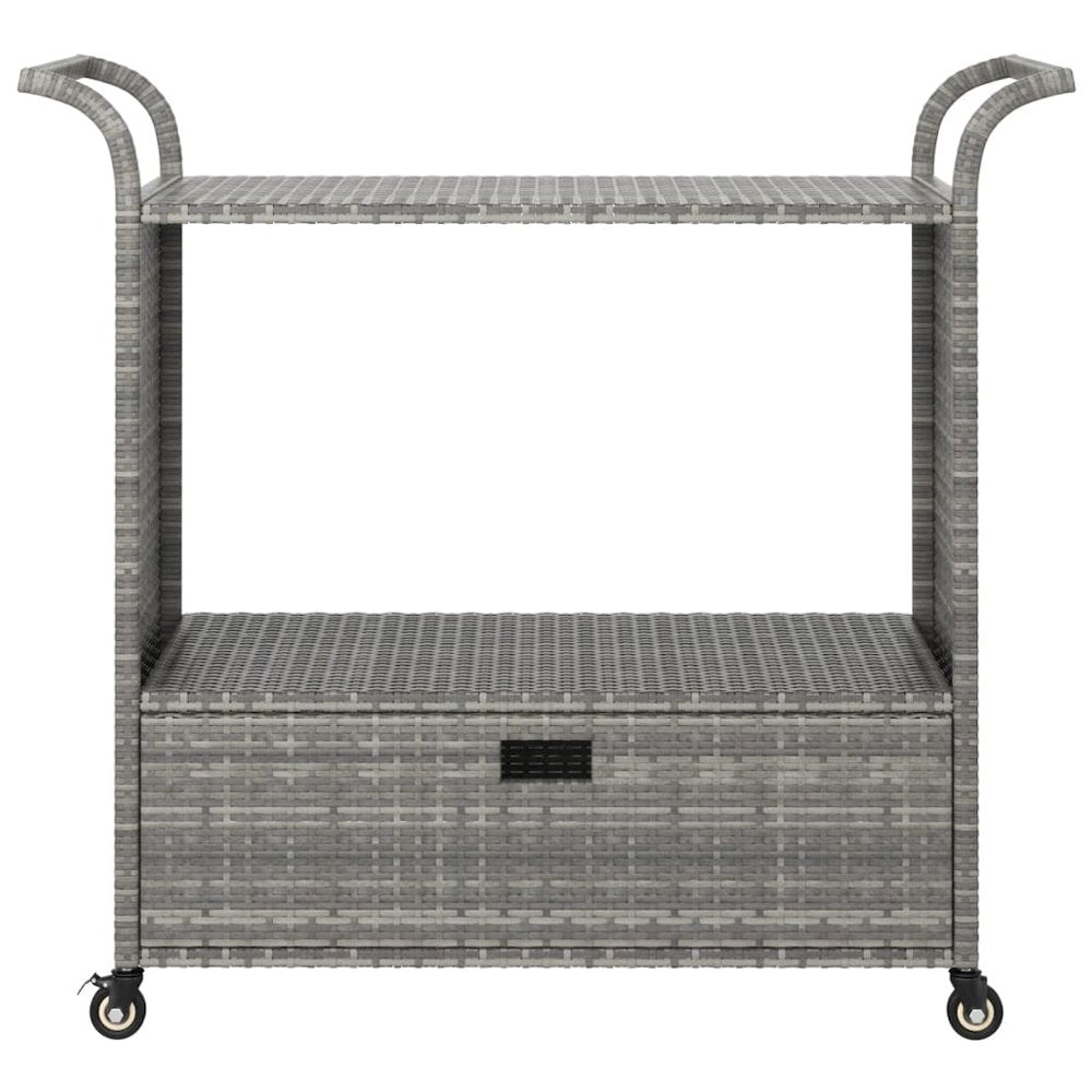 vidaXL Bar Cart with Drawer Gray 39.4"x17.7"x38.2" Poly Rattan