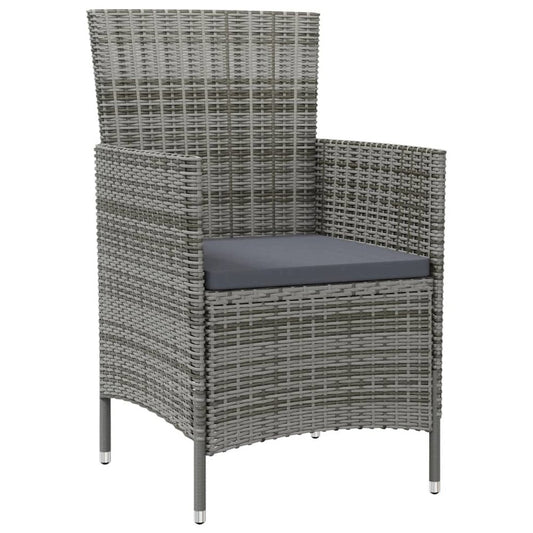 Garden Chair Set of 4 Grey Poly rattan Medium Durable