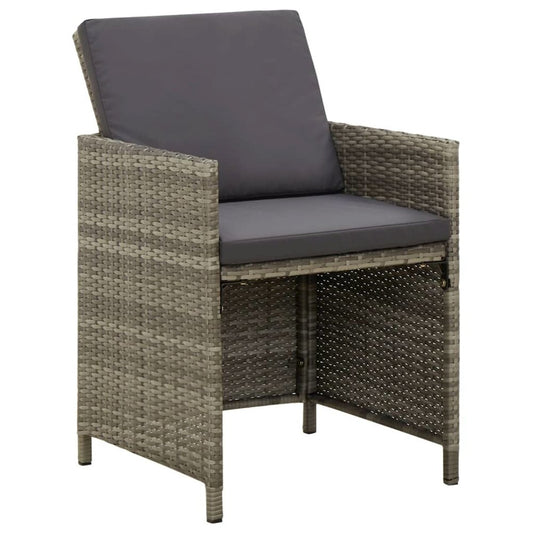 Garden Chair Set of 4 Grey PE rattan, powder-coated steel, fabric