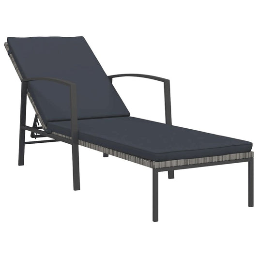 Sun Lounger Grey Poly rattan, powder-coated steel Large