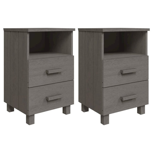 Bedside Cabinet Set of 2 Light grey Solid pine wood, MDF Standard