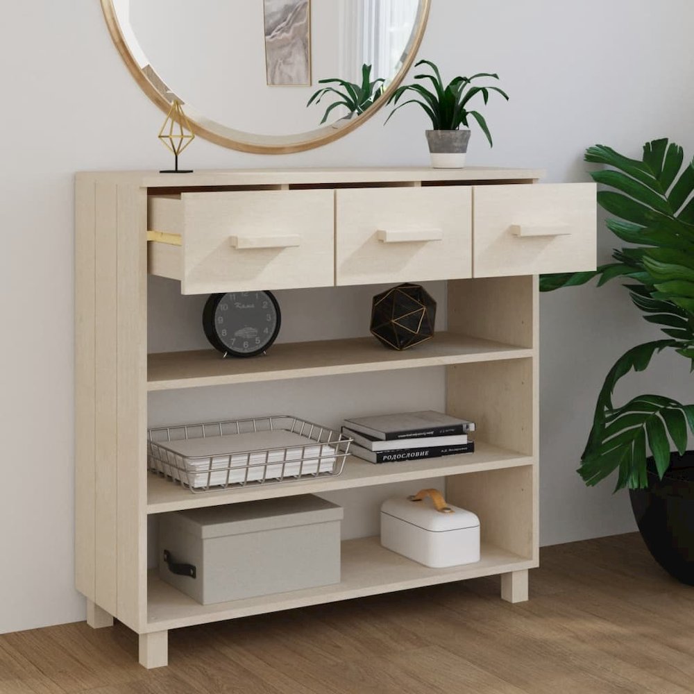 vidaXL Console Table Honey Brown 35.4"x13.8"x35.4" Solid Wood Pine