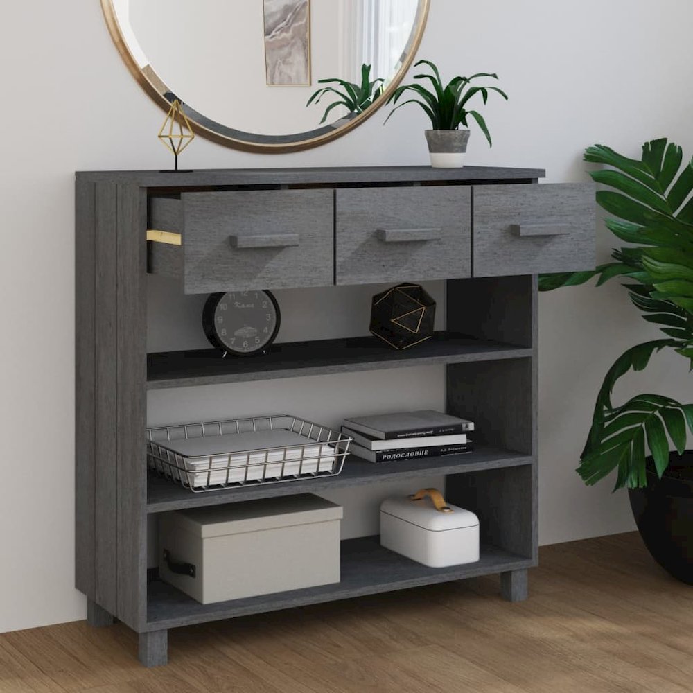 Console Table HAMAR Dark Gray 35.4"x13.8"x35.4" Solid Wood Pine