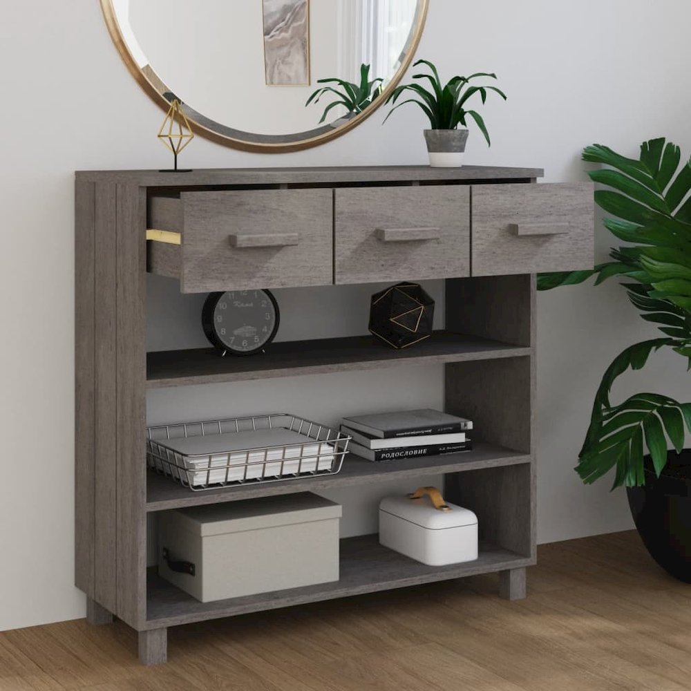 vidaXL Console Table Light Gray 35.4"x13.8"x35.4" Solid Wood Pine