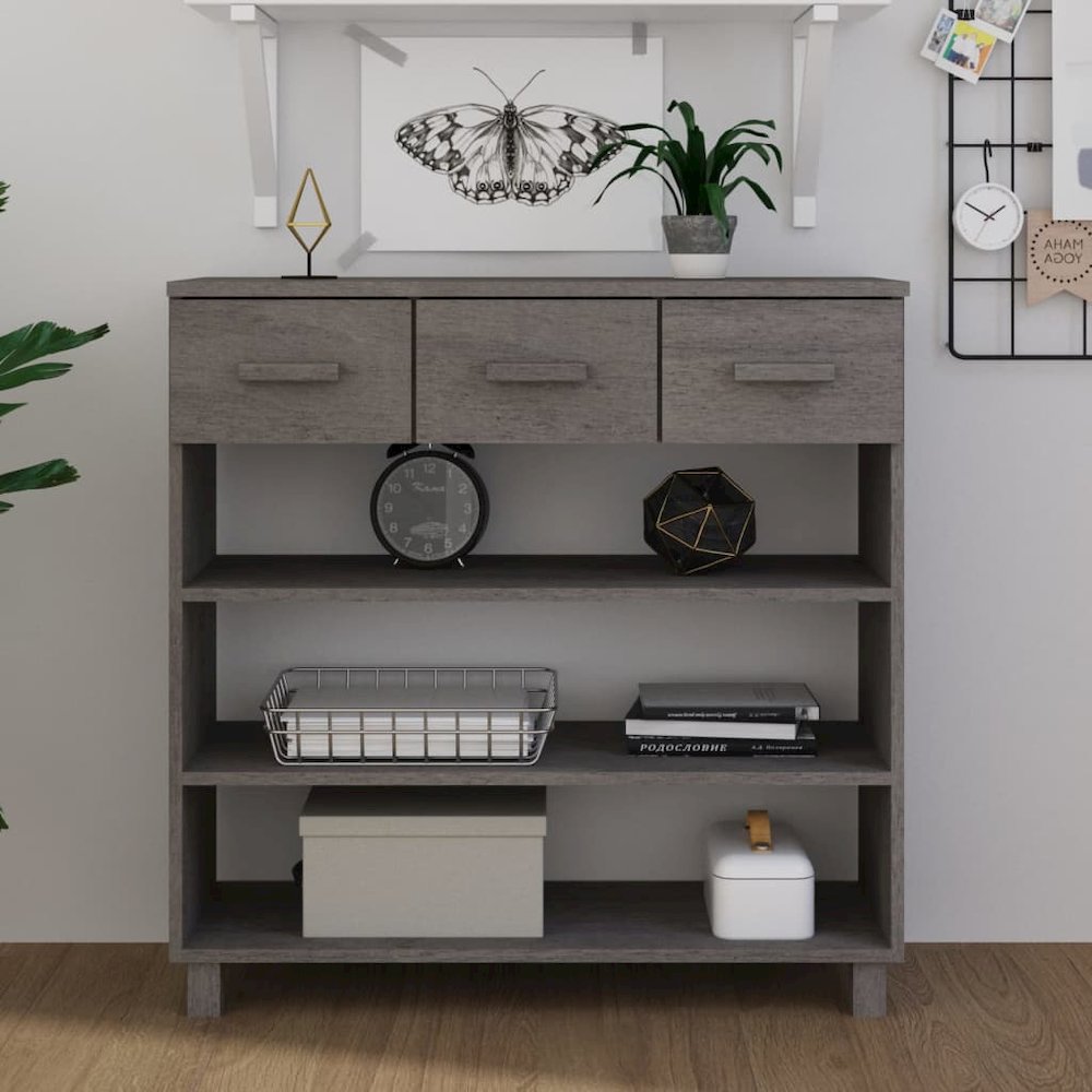 vidaXL Console Table Light Gray 35.4"x13.8"x35.4" Solid Wood Pine