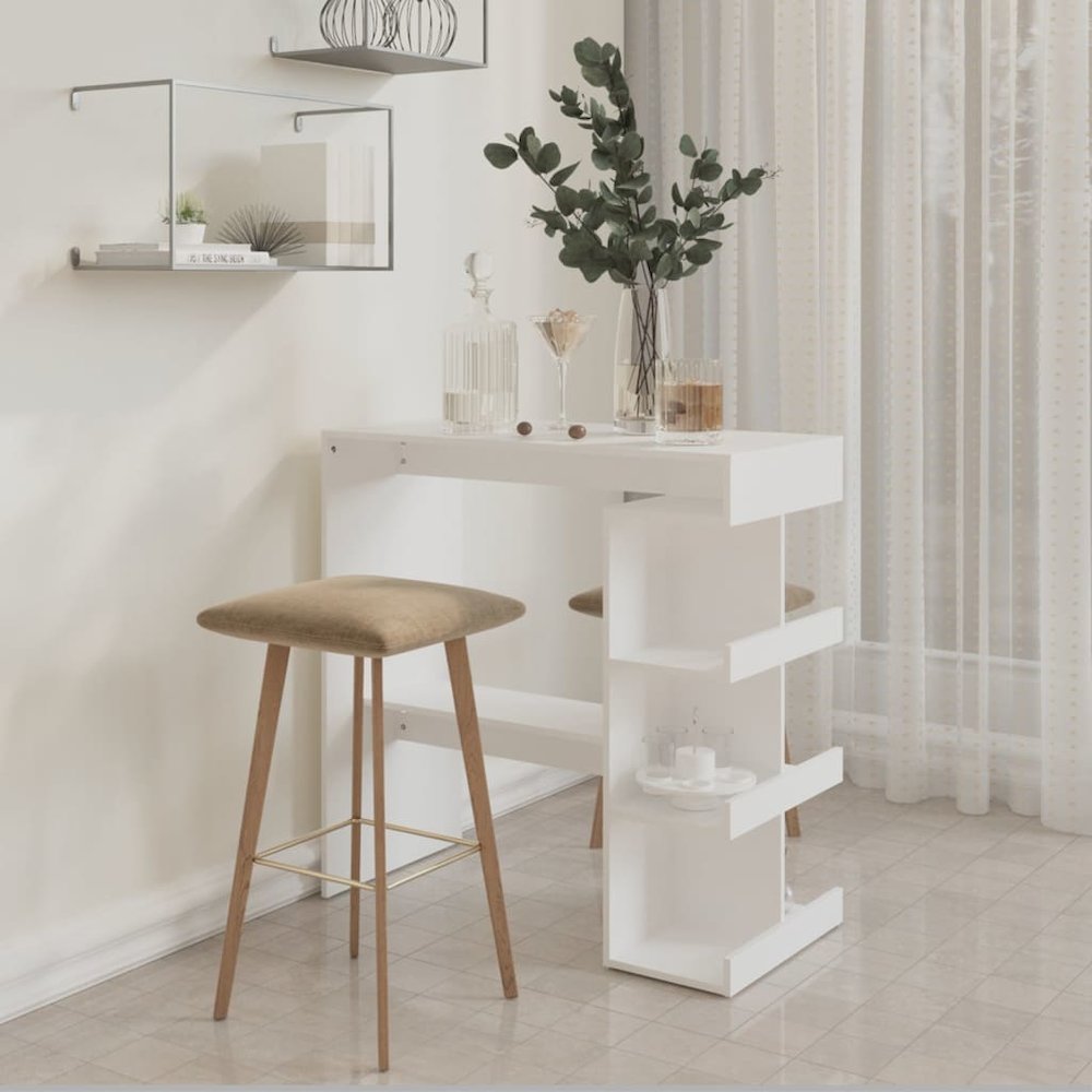 Bar Table with Storage Rack White 39.4"x19.7"x40" Engineered Wood