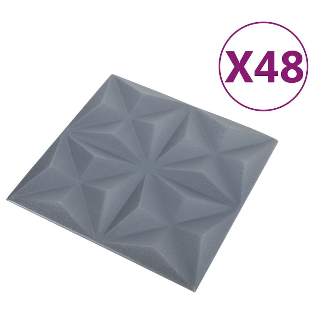 3D Wall Panels 48 pcs 19.7"x19.7" Origami Gray 129.2 ft²