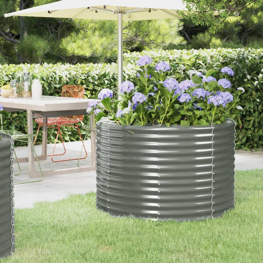 Garden Raised Bed Powder-coated Steel 39.4"x39.4"x26.8" Gray