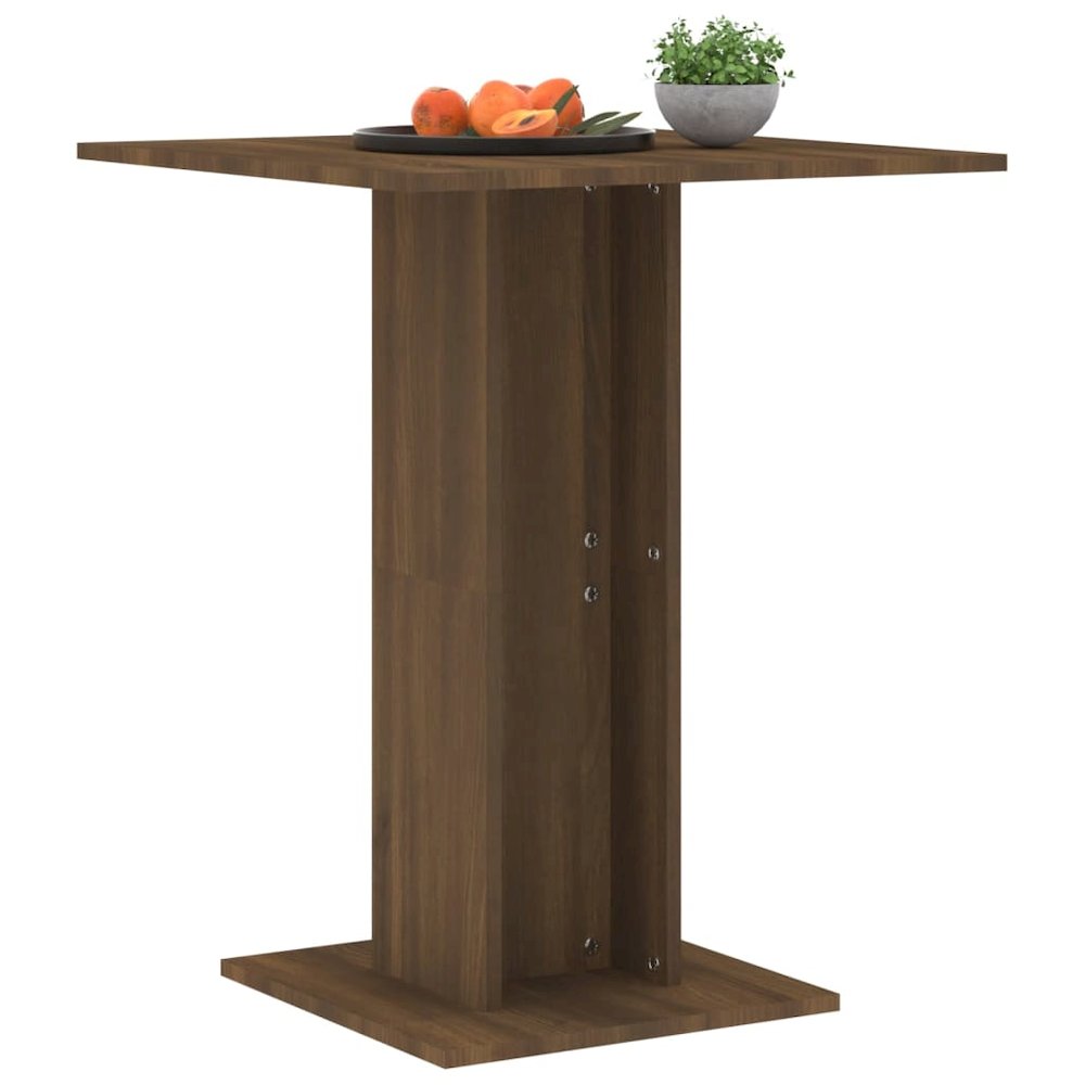 Bistro Table Brown Oak 23.6"x23.6"x29.5" Engineered Wood