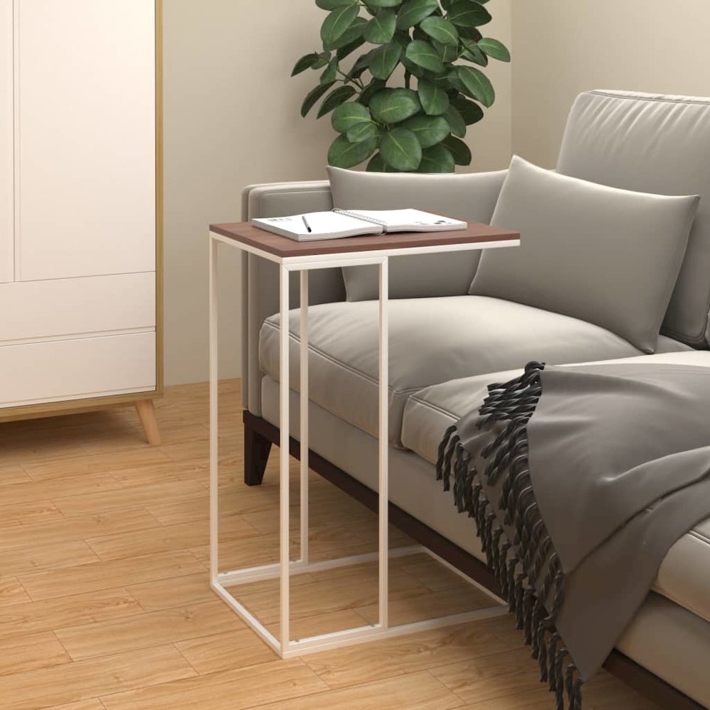 Side Table White 15.7"x11.8"x23.2" Engineered Wood