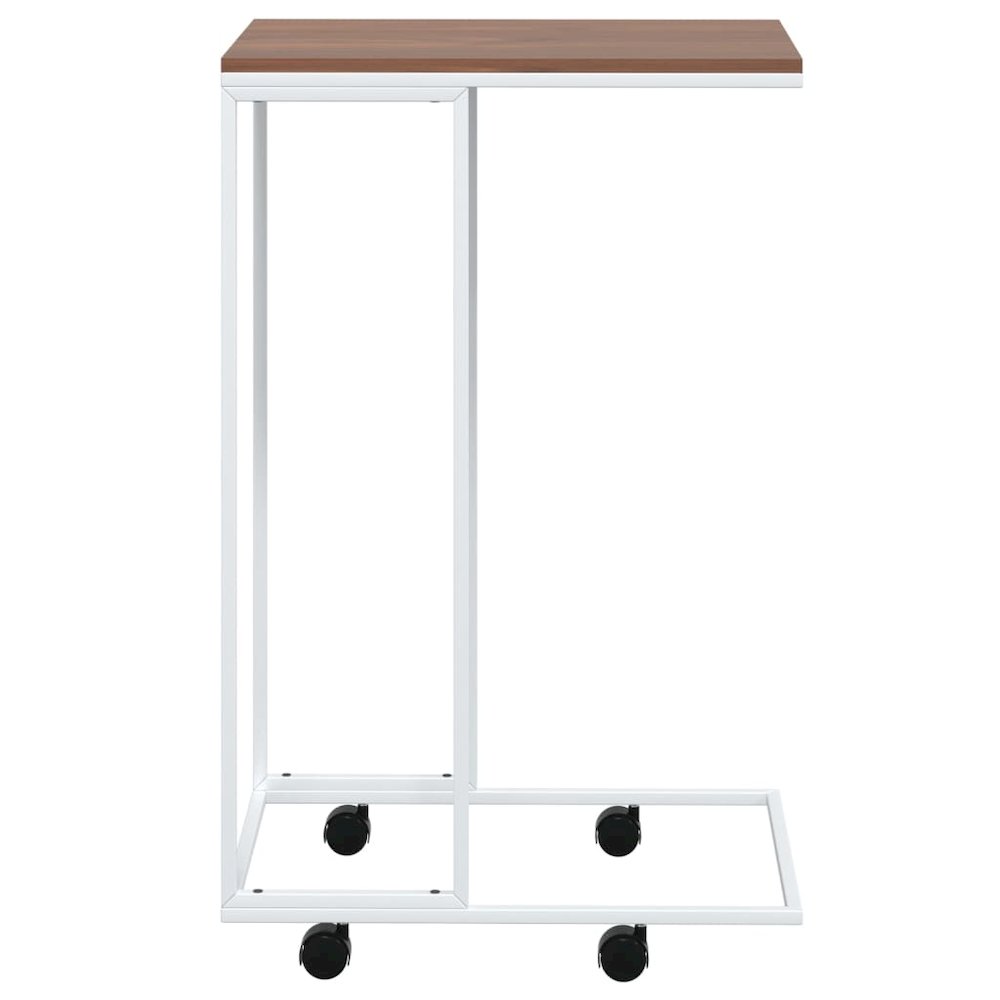 Side Table with Wheels White 15.7"x11.8"x25" Engineered Wood