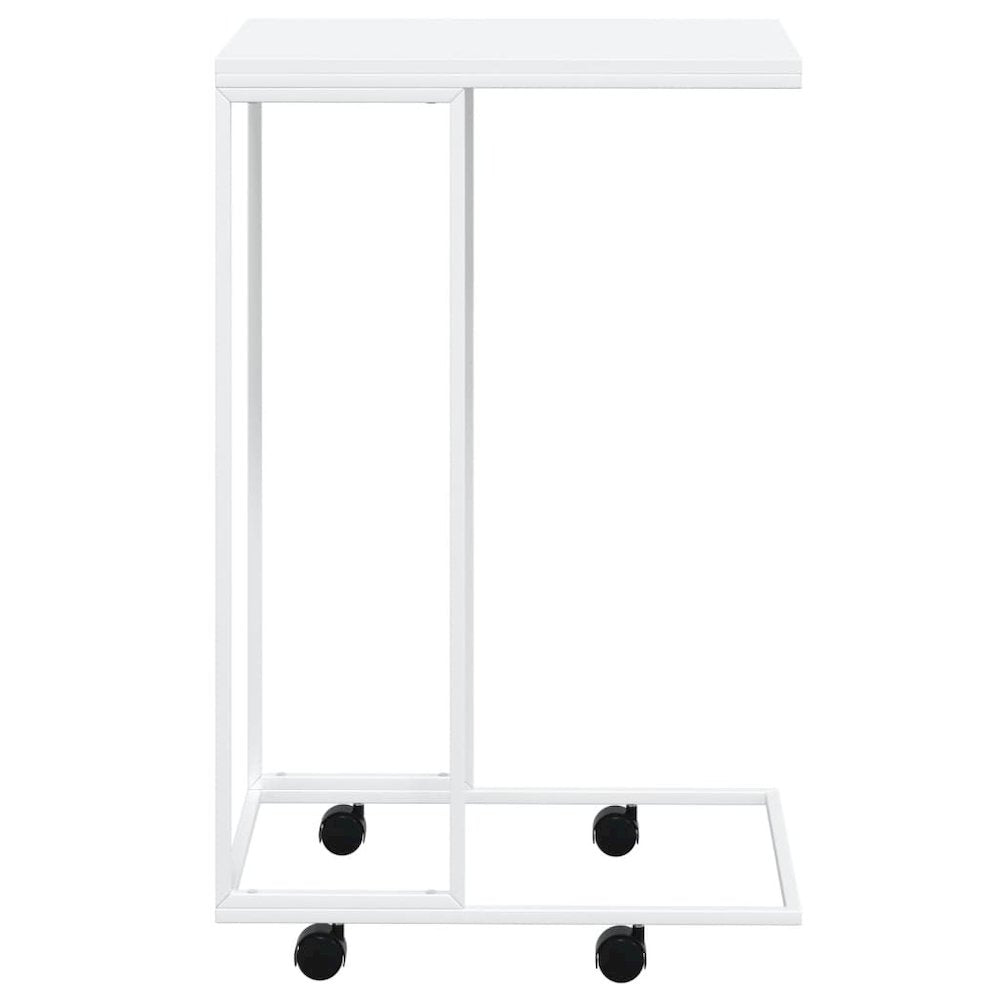 Side Table with Wheels White 15.7"x11.8"x25" Engineered Wood