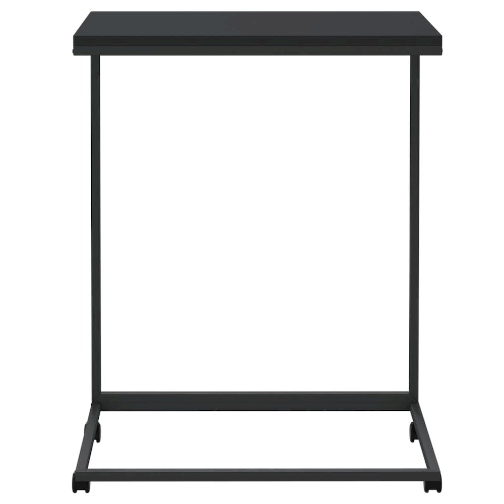 Side Table with Wheels Black 21.7"x13.8"x27.6" Engineered Wood