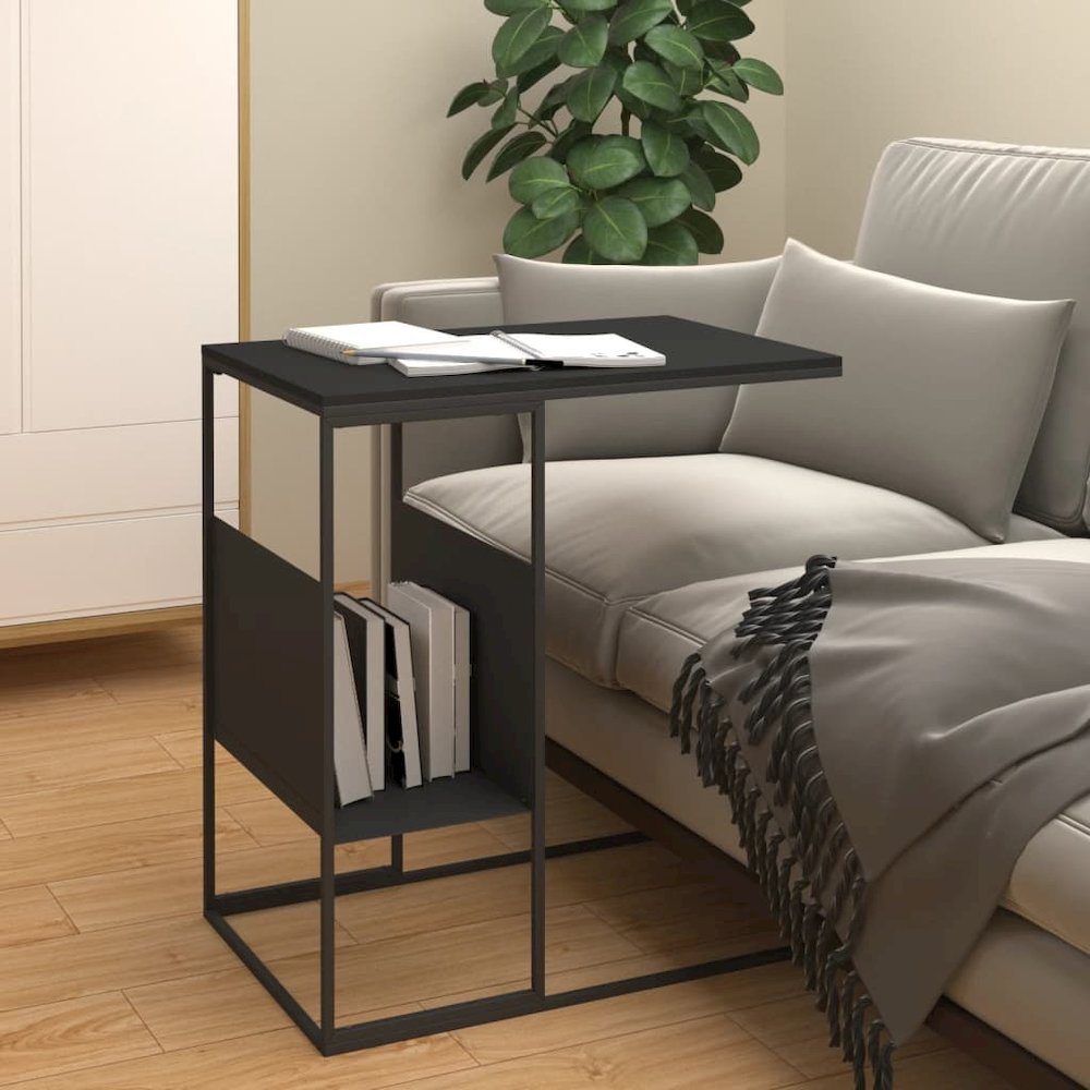 Side Table Black 21.7"x14.2"x23.4" Engineered Wood