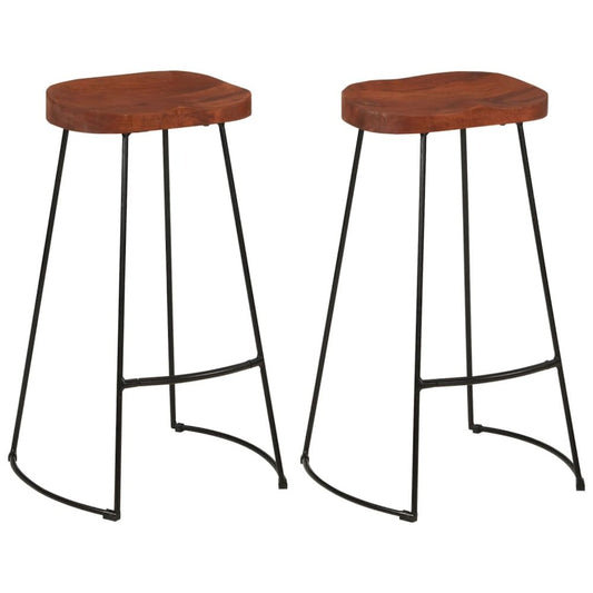 Bar Stool Set of 2 Brown, Black