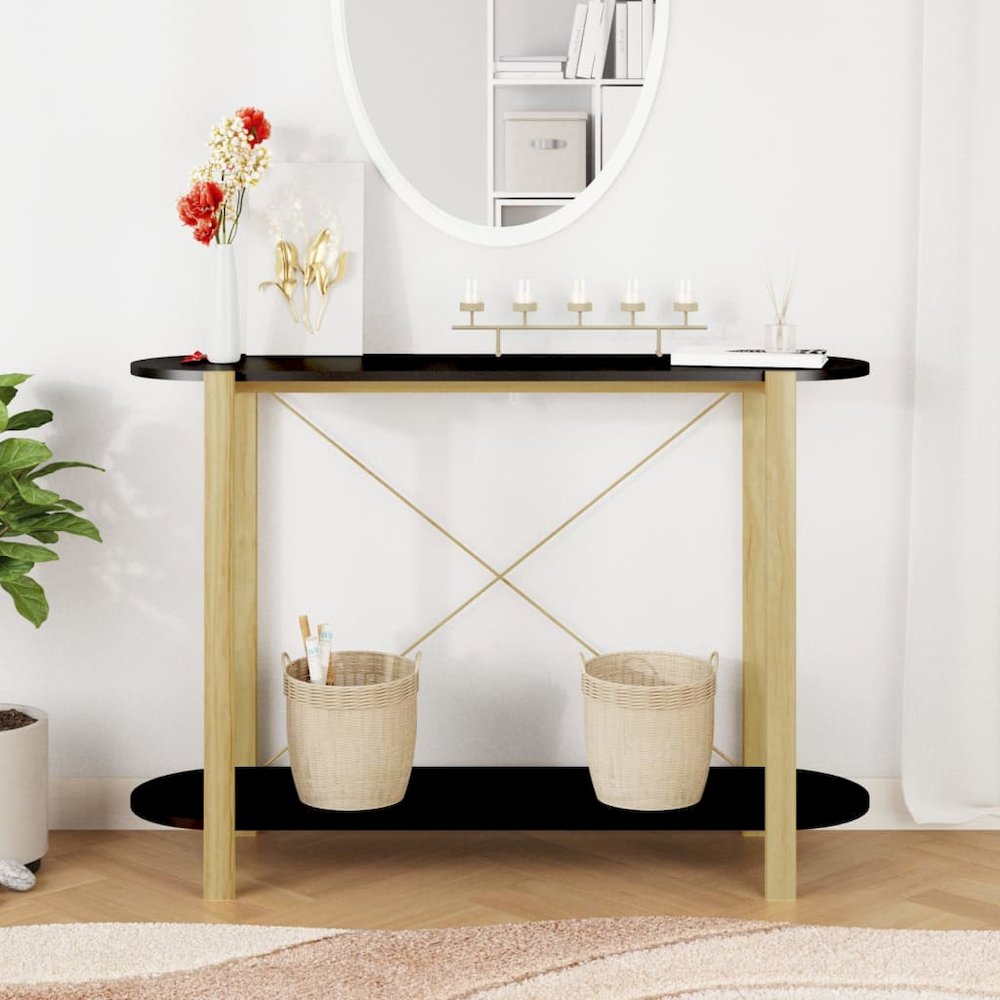 Console Table Black 43.3"x15"x29.5" Engineered Wood