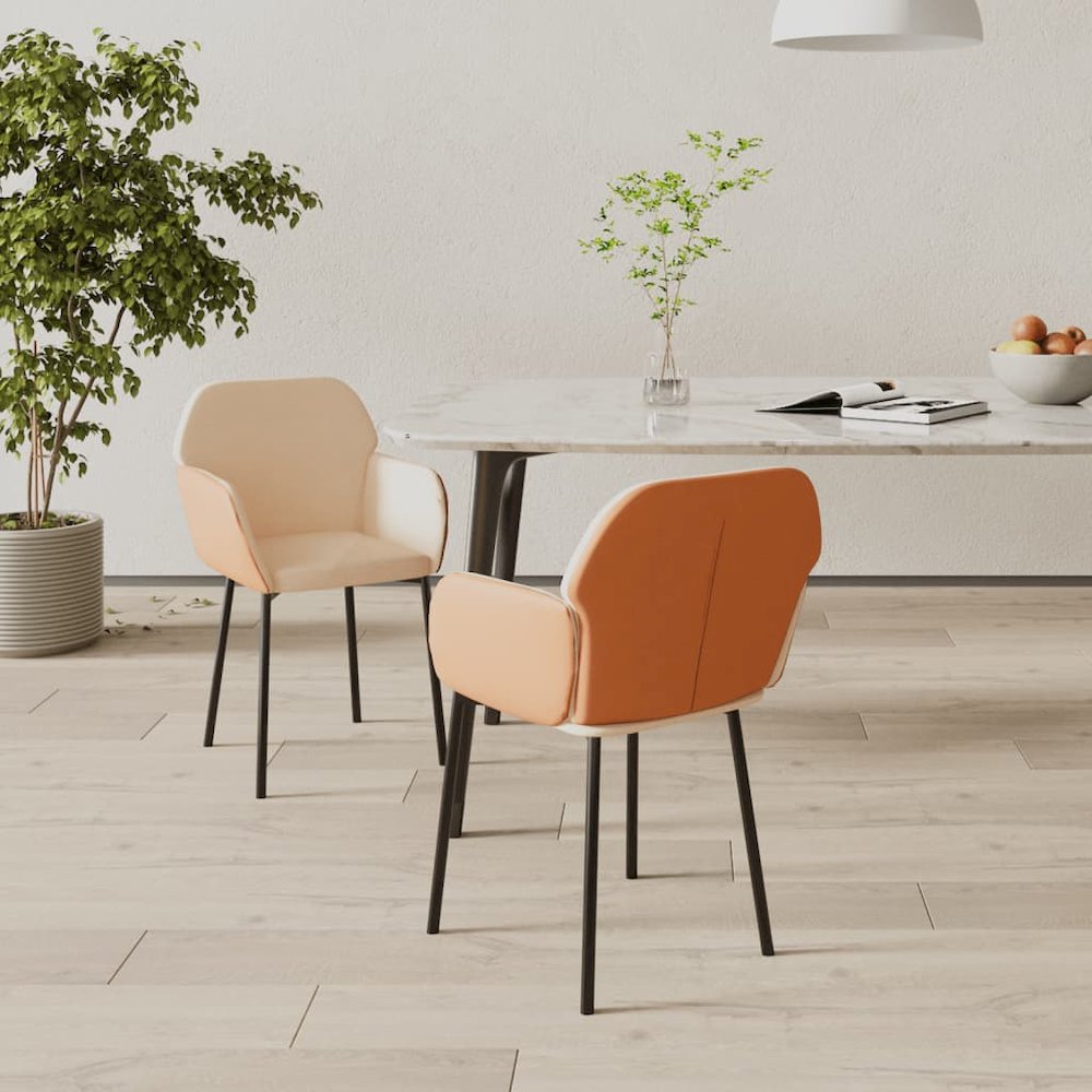 Dining Chairs 2 pcs Cream Fabric and Faux Leather