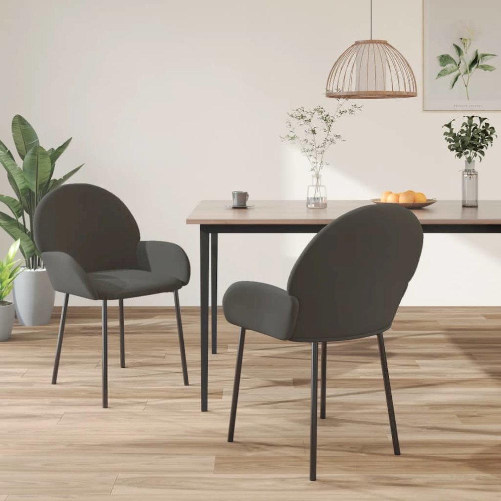 Dining Chairs 2 pcs Dark Gray Velvet
