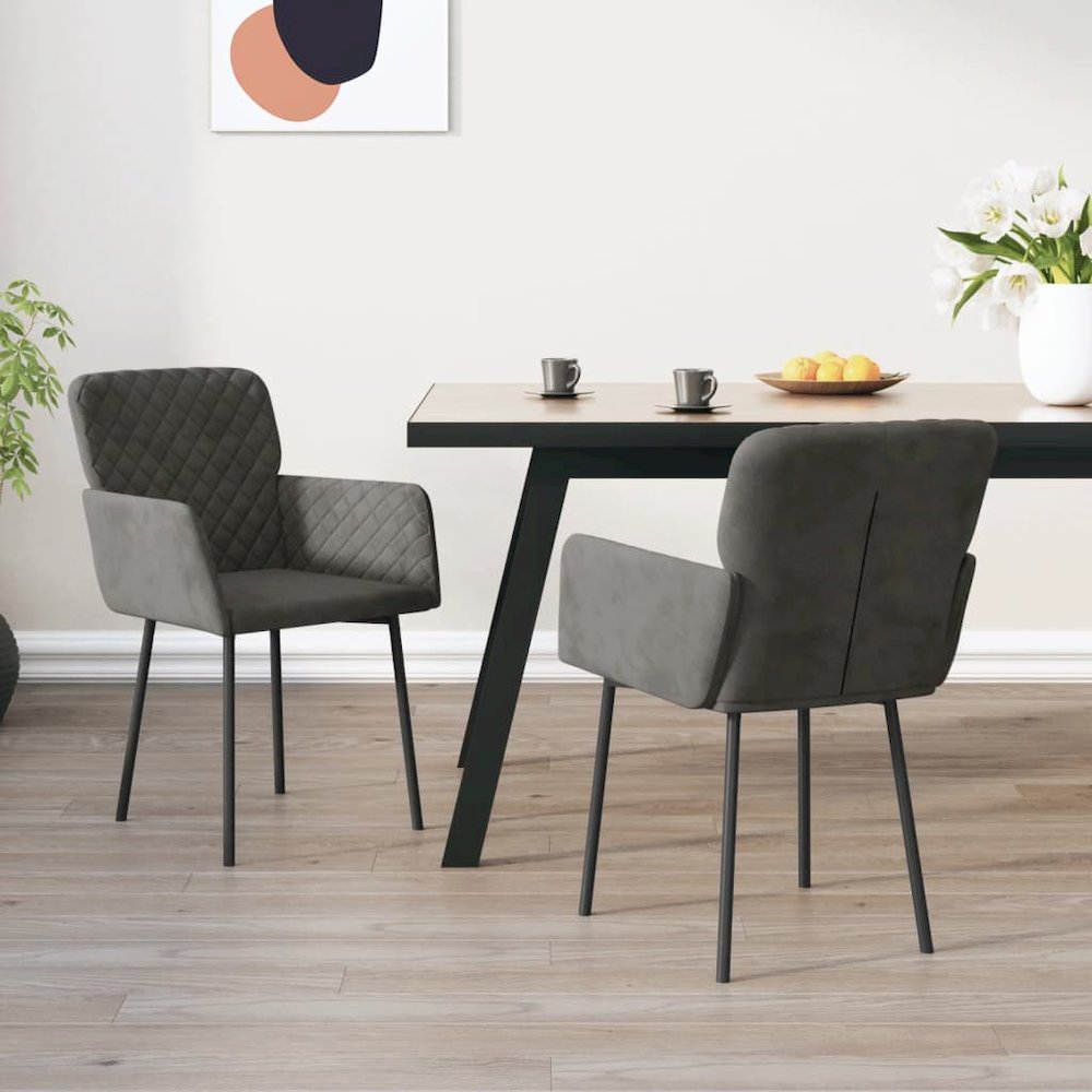 Dining Chairs 2 pcs Dark Gray Velvet
