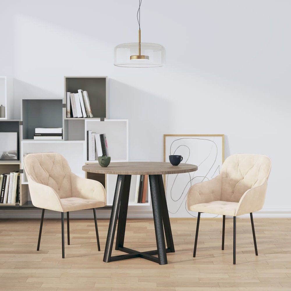 Dining Chairs 2 pcs Cream Velvet