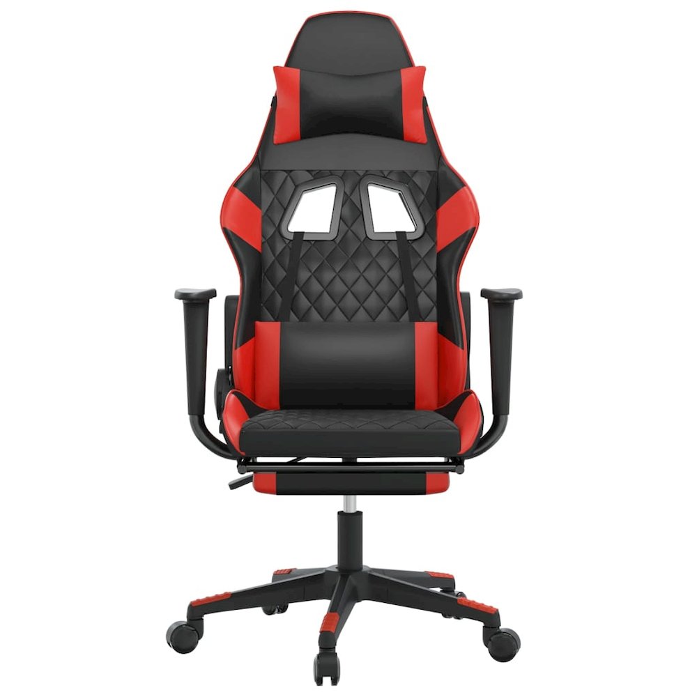 Gaming Chair with Footrest Black and Red Faux Leather