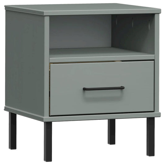 Bedside Cabinet Grey Solid pine wood, metal Bedside Cabinet