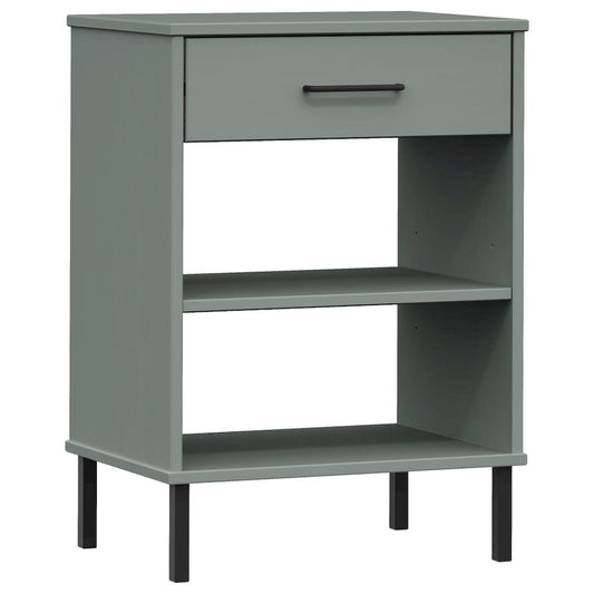 Console Cabinet Grey Solid pine wood, metal Medium