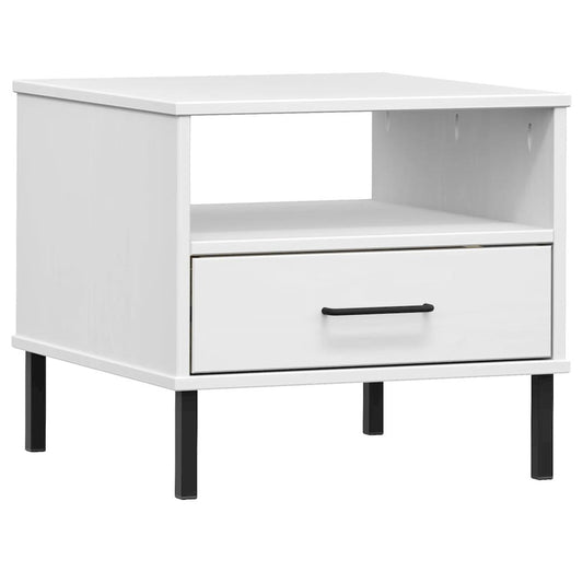 Bedside Table White Solid Pine Wood 19.7 x 19.7 x 17.7 in Drawers
