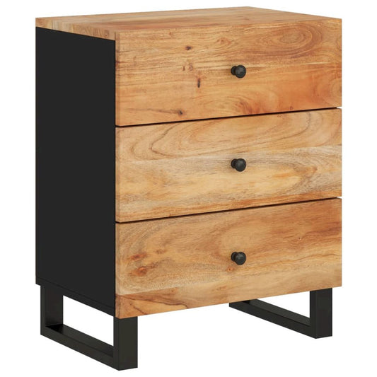 Bedside Cabinet Natural Solid acacia wood, metal