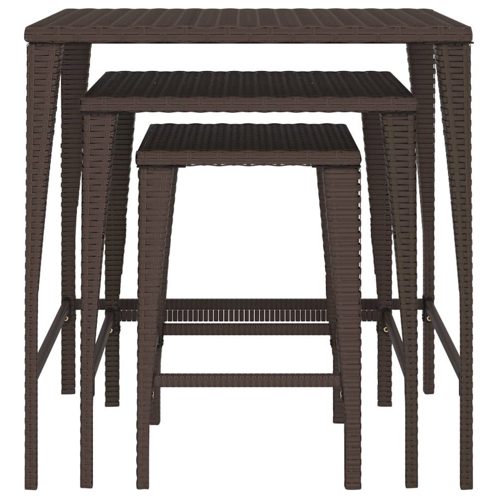 Nesting Tables 3 pcs Brown Poly Rattan