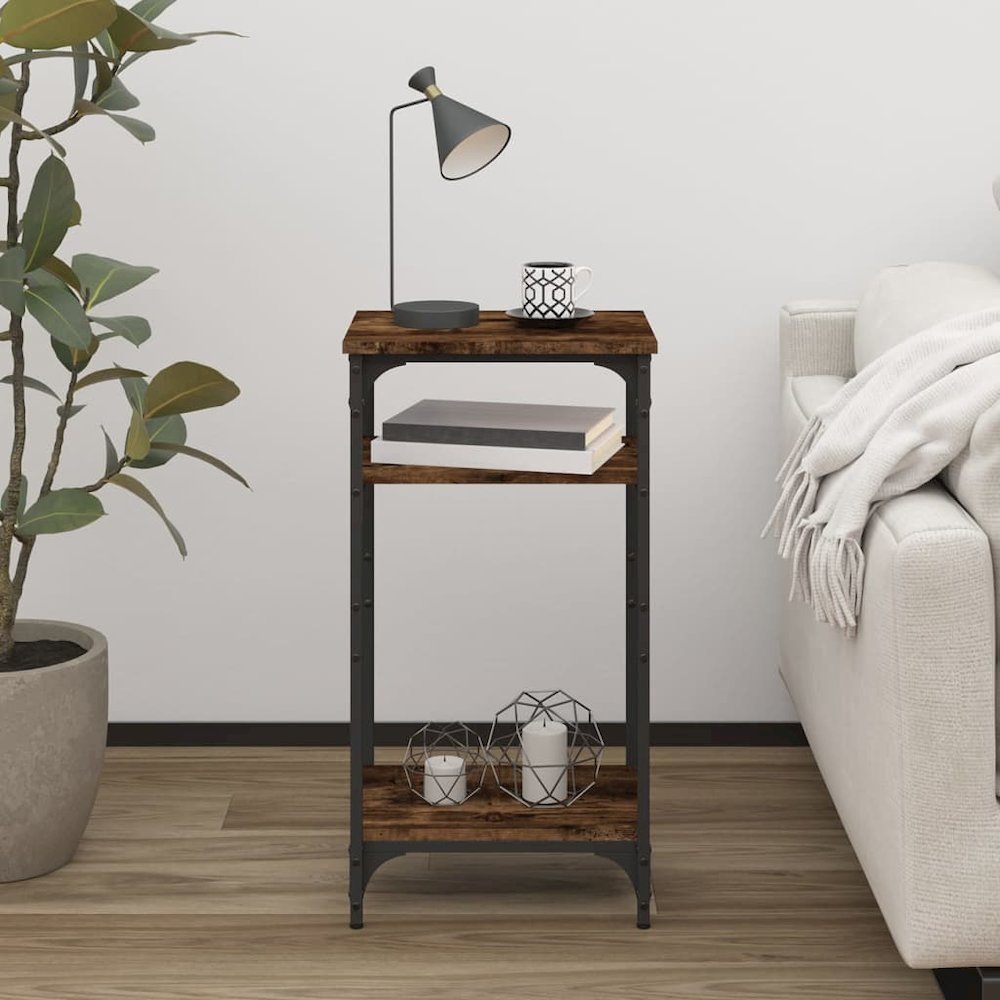 Side Table Smoked Oak 15.7"x11.8"x29.5" Engineered Wood