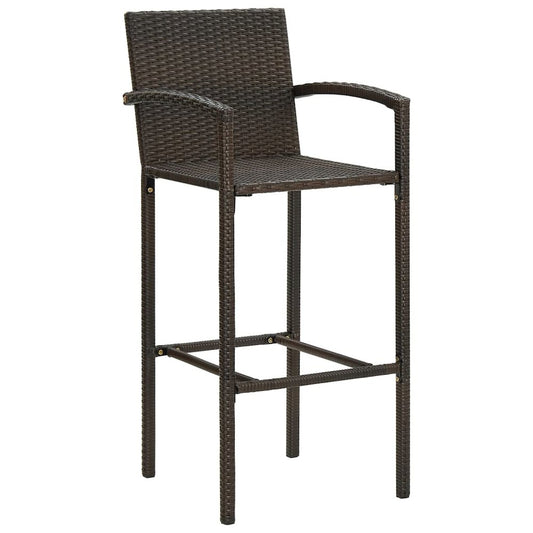 Bar Stool Set of 2 Brown PE rattan, powder-coated steel Standard