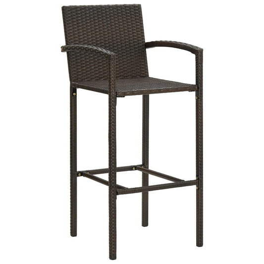 Bar Stool Set of 4 Brown Synthetic rattan, powder-coated steel