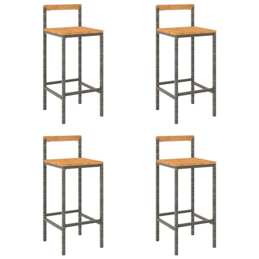 Bar Stool Set of 4 Grey