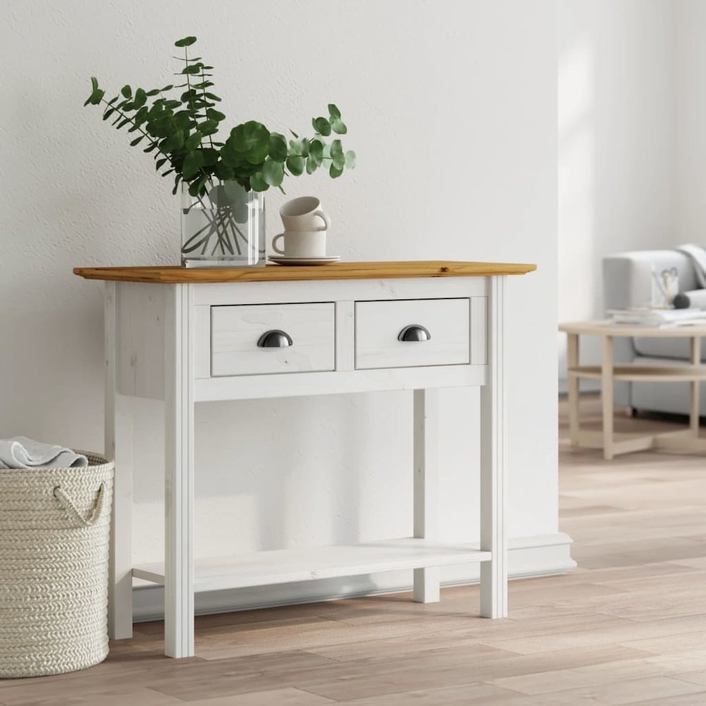 Console Table BODO Brown 35.4"x13.6"x28.7" Solid Wood Pine
