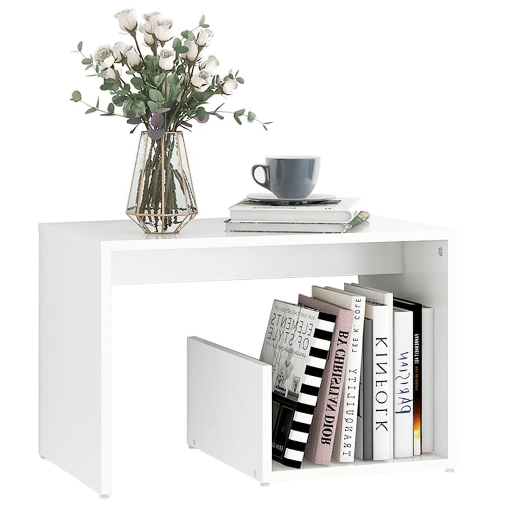 vidaXL Side Table White 23.2"x14.2"x15" Engineered Wood